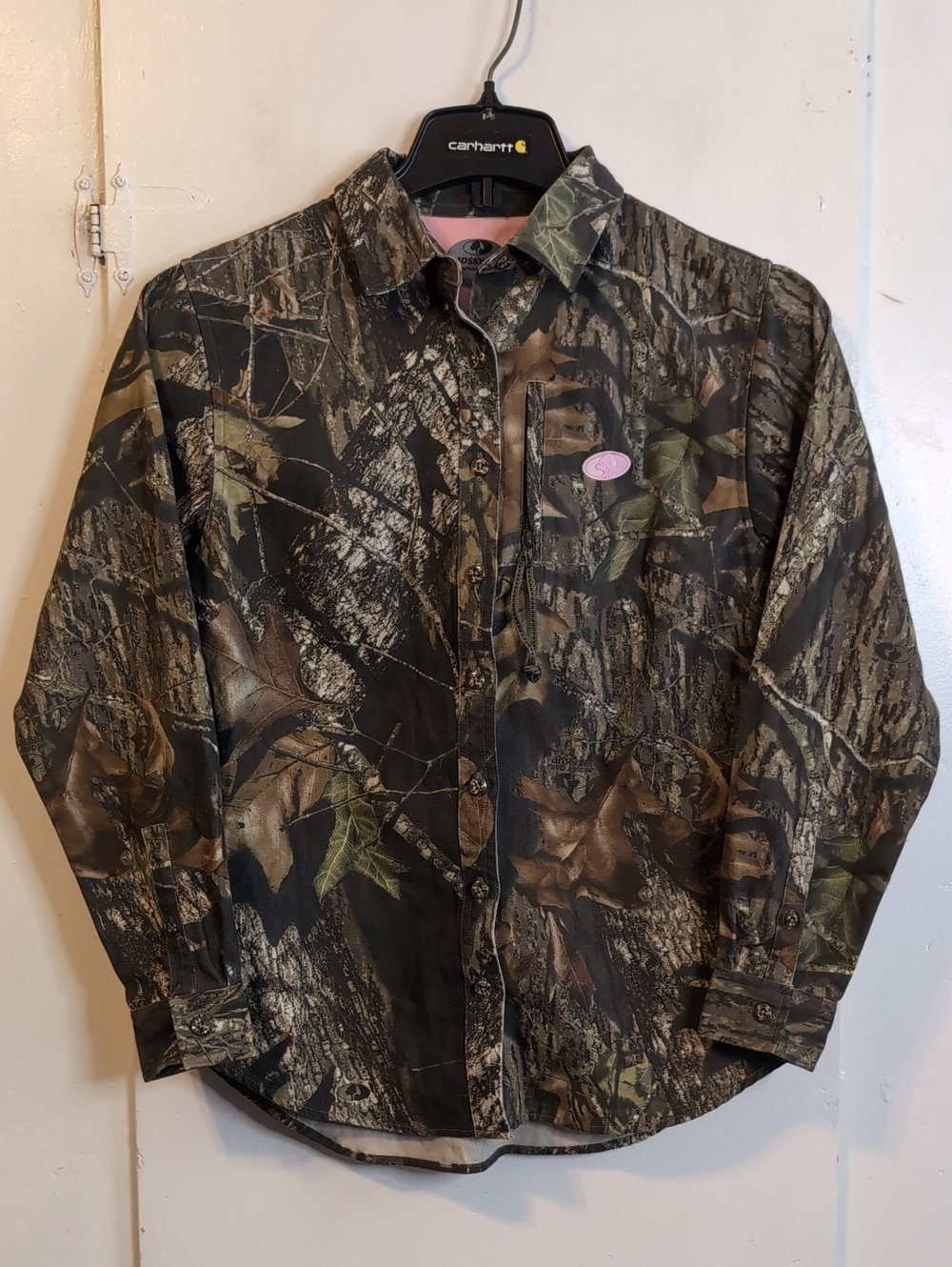 Mossy Oak Quest Breakup Camo Button-Up flannel shirt womens small